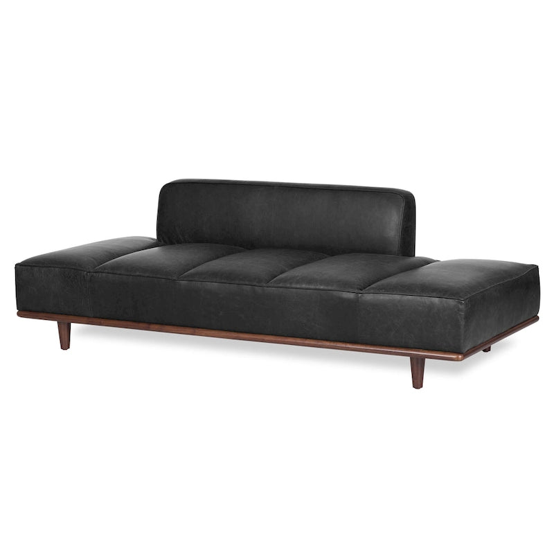 Leather Daybed Sofa – Midnight Blue / Cognac Tan / Onyx Black, Seats 1