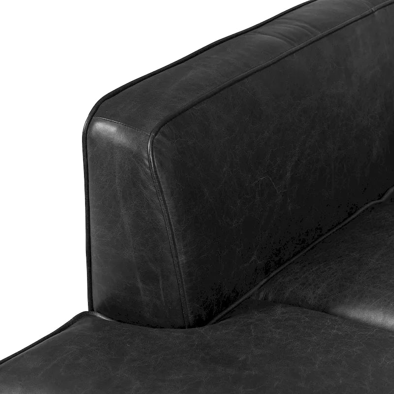 Leather Daybed Sofa – Midnight Blue / Cognac Tan / Onyx Black, Seats 1