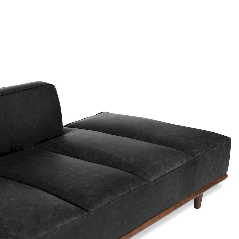 Leather Daybed Sofa – Midnight Blue / Cognac Tan / Onyx Black, Seats 1