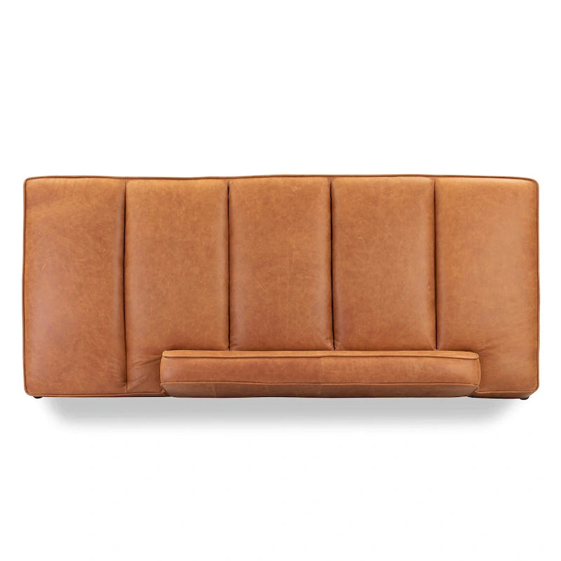 Leather Daybed Sofa – Midnight Blue / Cognac Tan / Onyx Black, Seats 1