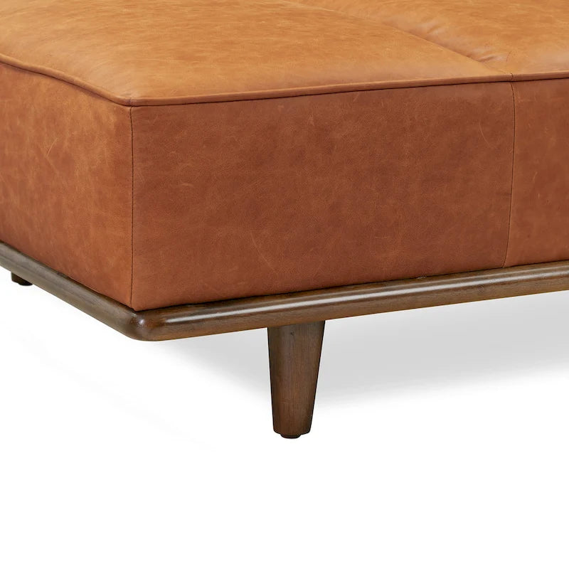 Leather Daybed Sofa – Midnight Blue / Cognac Tan / Onyx Black, Seats 1