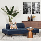 Leather Daybed Sofa – Midnight Blue / Cognac Tan / Onyx Black, Seats 1