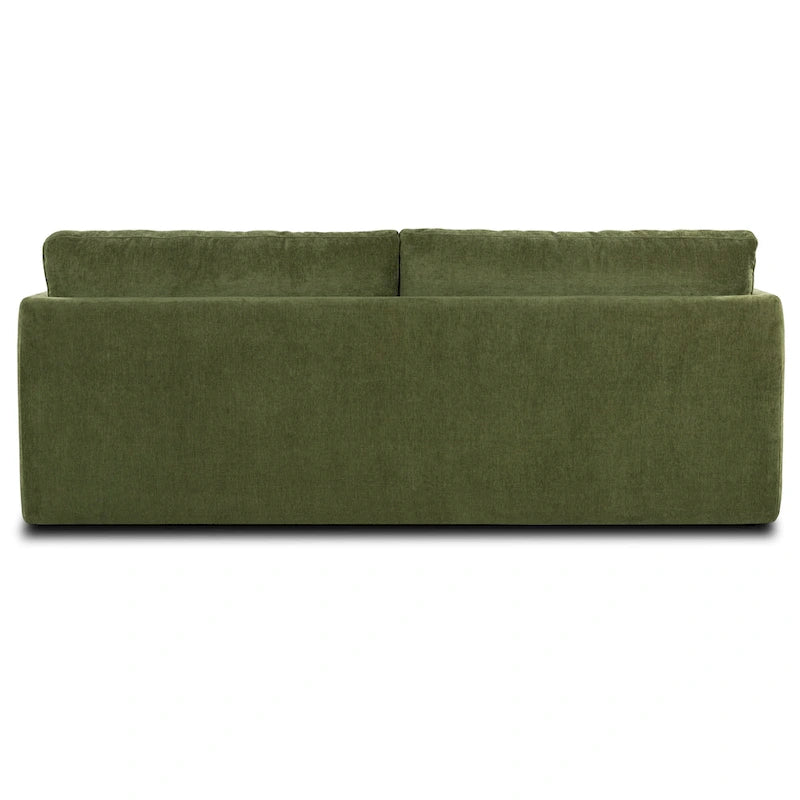 Distressed Green Velvet 3-Seat Sofa with Bolster Pillows, 90.5"