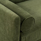 Distressed Green Velvet 3-Seat Sofa with Bolster Pillows, 90.5"