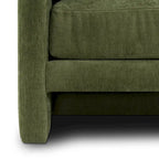 Distressed Green Velvet 3-Seat Sofa with Bolster Pillows, 90.5"