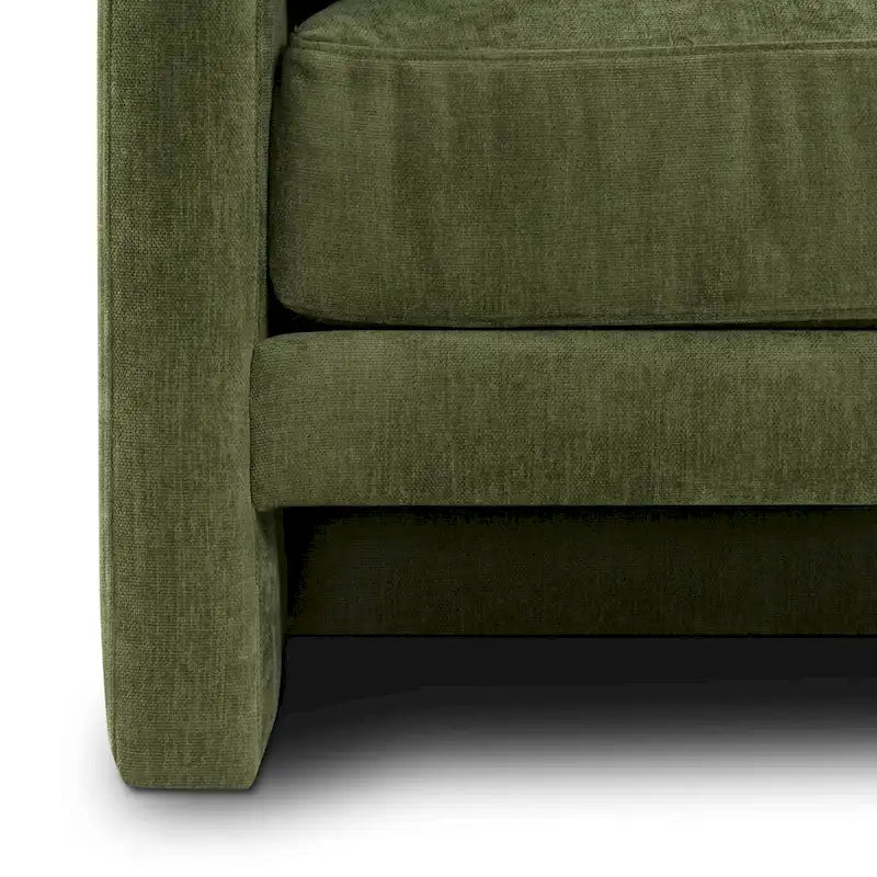 Distressed Green Velvet 3-Seat Sofa with Bolster Pillows, 90.5"