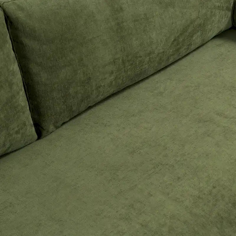 Distressed Green Velvet 3-Seat Sofa with Bolster Pillows, 90.5"