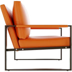 Grey/Brown/Orange/Black Mid-Century PU Leather Accent Armchair, Steel Frame, Set of 2