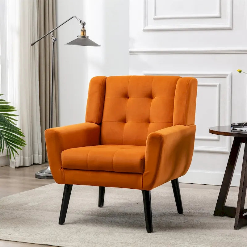 Velvet Upholstered Accent Chair, Single Seat – 14 Colors
