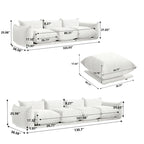 Chenille Modular Sectional Sofa with 2 Ottomans, Orange/Beige/Black/Green, Seats 3-4