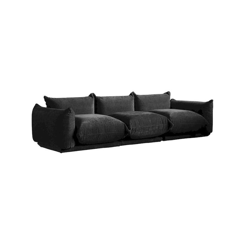 Chenille Modular Sectional Sofa with 2 Ottomans, Orange/Beige/Black/Green, Seats 3-4