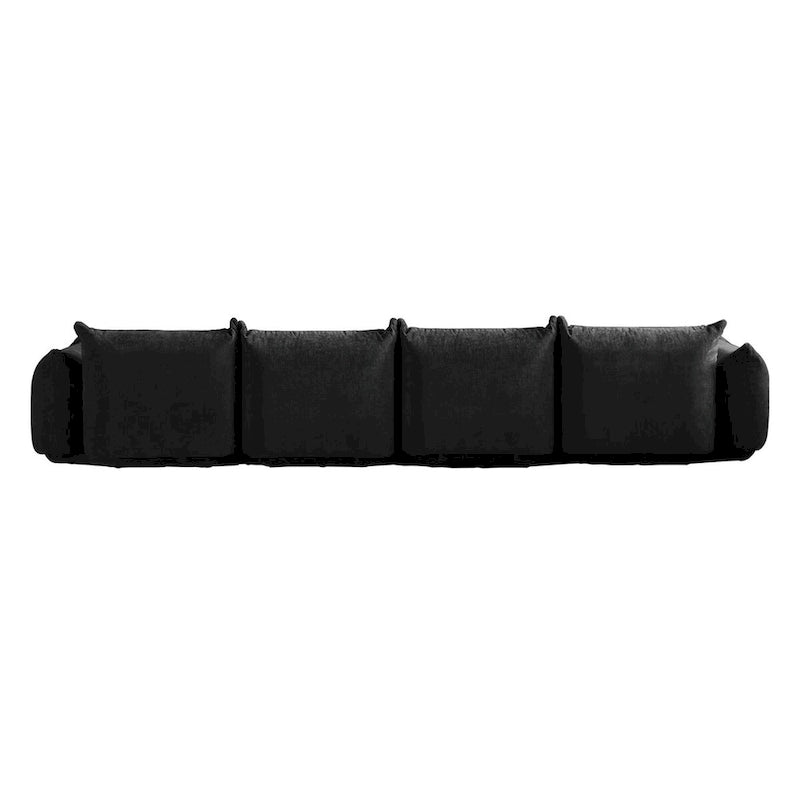 Chenille Modular Sectional Sofa with 2 Ottomans, Orange/Beige/Black/Green, Seats 3-4