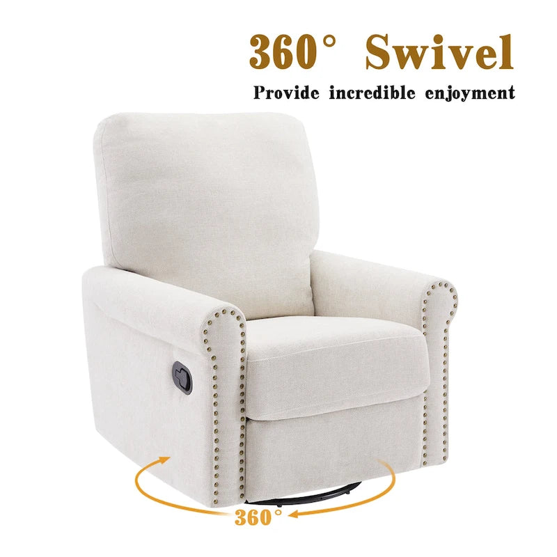 Brownish Red / Dark Gray / Beige 360° Swivel Glider Manual Recliner Chair, Single
