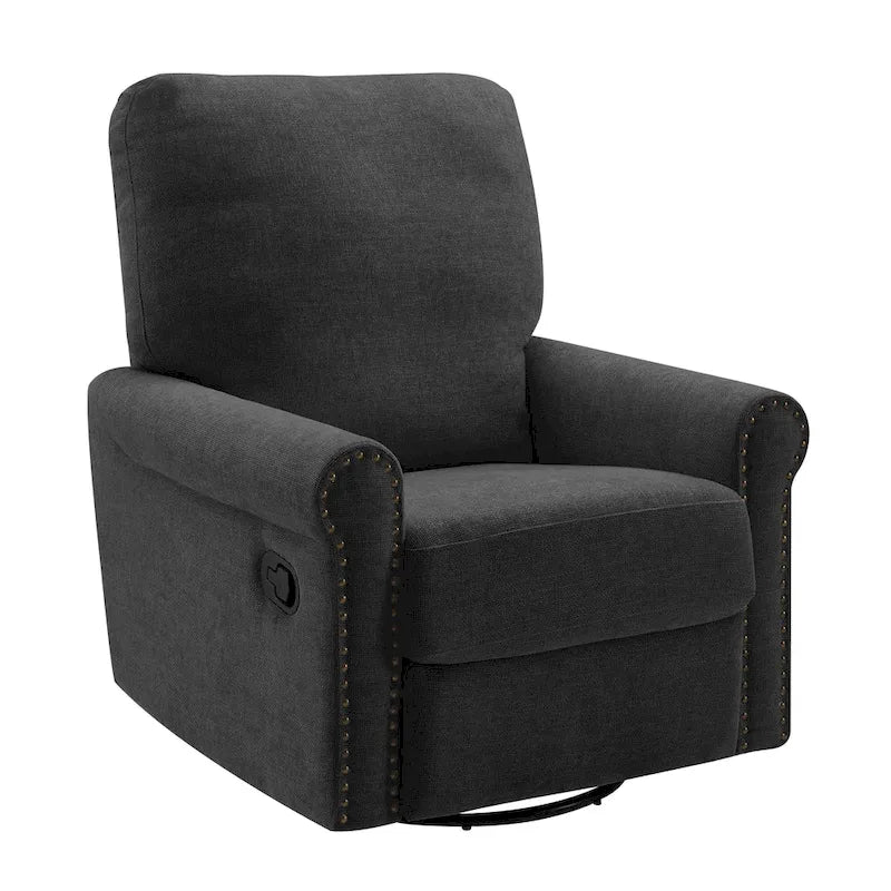 Brownish Red / Dark Gray / Beige 360° Swivel Glider Manual Recliner Chair, Single