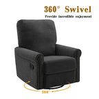 Brownish Red / Dark Gray / Beige 360° Swivel Glider Manual Recliner Chair, Single