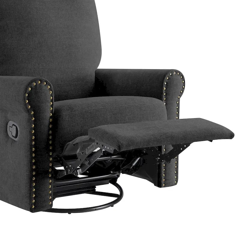 Brownish Red / Dark Gray / Beige 360° Swivel Glider Manual Recliner Chair, Single
