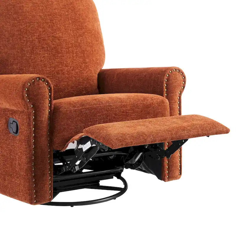 Brownish Red / Dark Gray / Beige 360° Swivel Glider Manual Recliner Chair, Single