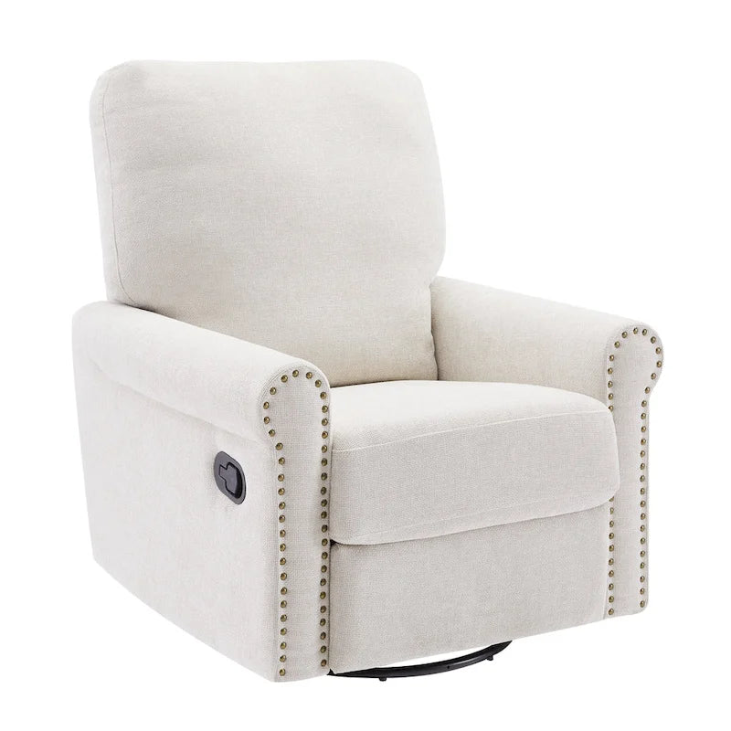 Brownish Red / Dark Gray / Beige 360° Swivel Glider Manual Recliner Chair, Single