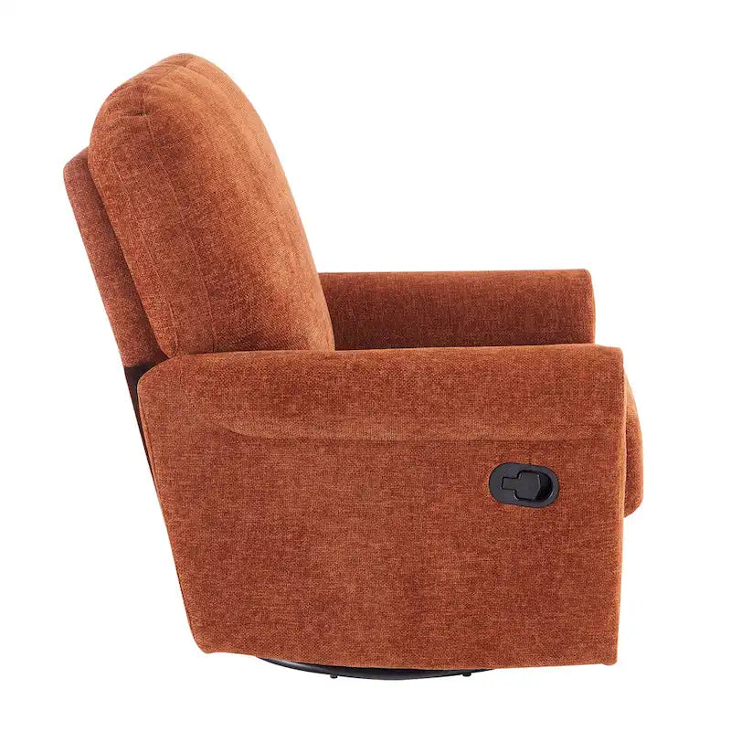 Brownish Red / Dark Gray / Beige 360° Swivel Glider Manual Recliner Chair, Single