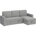 L-Shaped Convertible Sectional Sofa with Pull-Out Bed & Storage, Light Grey / Dark Grey / Black, Seats 2