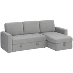 L-Shaped Convertible Sectional Sofa with Pull-Out Bed & Storage, Light Grey / Dark Grey / Black, Seats 2
