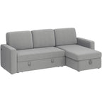 L-Shaped Convertible Sectional Sofa with Pull-Out Bed & Storage, Light Grey / Dark Grey / Black, Seats 2