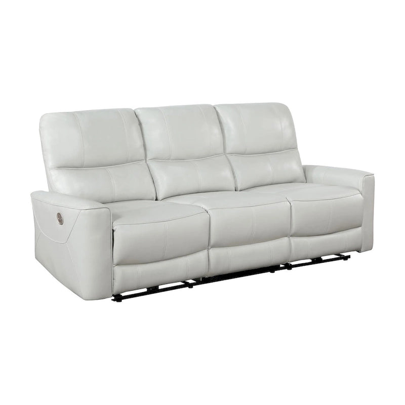 Brown / Ivory Leatherette Power Reclining Sofa, 3-Seater