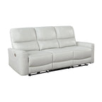 Brown / Ivory Leatherette Power Reclining Sofa, 3-Seater