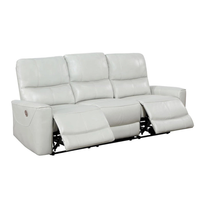 Brown / Ivory Leatherette Power Reclining Sofa, 3-Seater