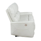 Brown / Ivory Leatherette Power Reclining Sofa, 3-Seater
