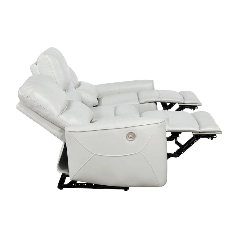 Brown / Ivory Leatherette Power Reclining Sofa, 3-Seater