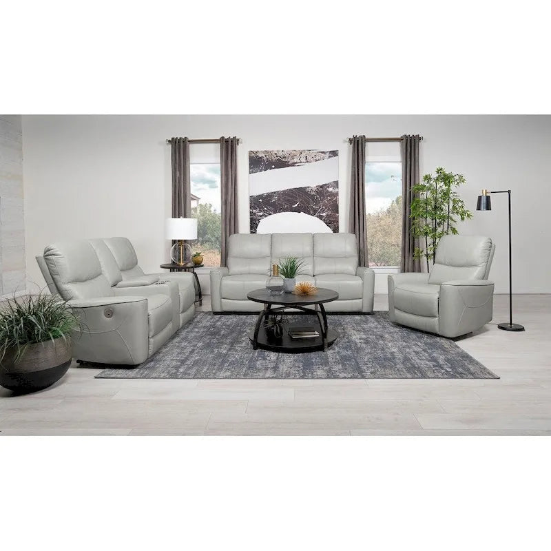 Brown / Ivory Leatherette Power Reclining Sofa, 3-Seater