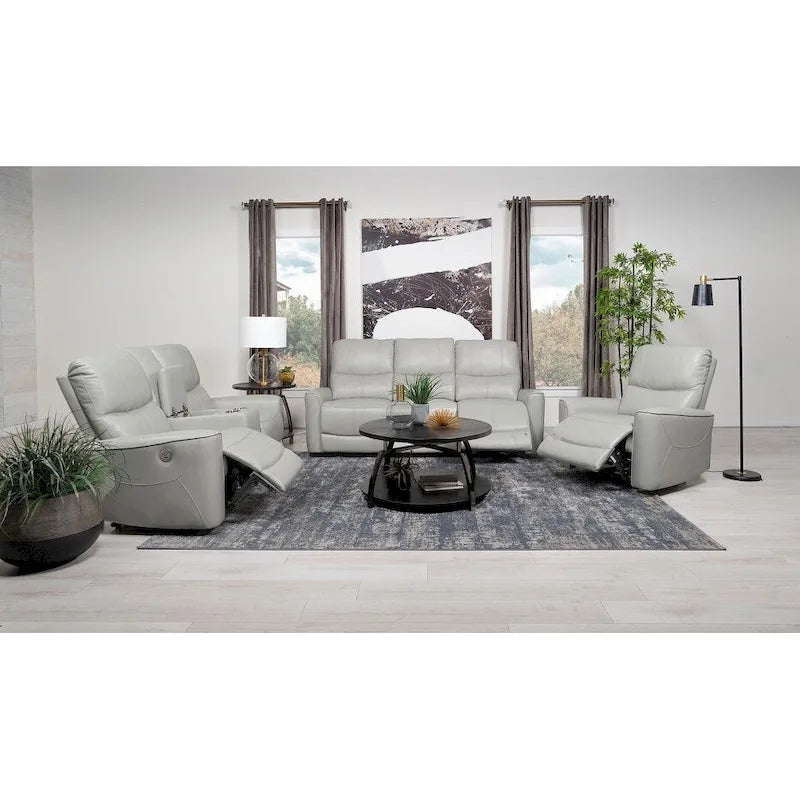 Brown / Ivory Leatherette Power Reclining Sofa, 3-Seater