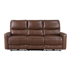 Brown / Ivory Leatherette Power Reclining Sofa, 3-Seater