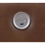 Brown / Ivory Leatherette Power Reclining Sofa, 3-Seater