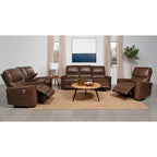 Brown / Ivory Leatherette Power Reclining Sofa, 3-Seater