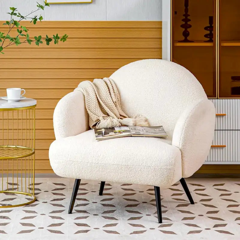 Fauteuil d'appoint en sherpa bouclette, une place