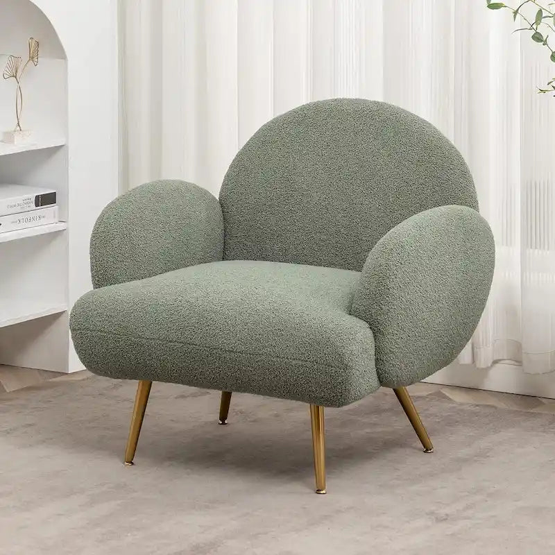 Fauteuil d'appoint en sherpa bouclette, une place