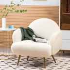 Boucle Sherpa Upholstered Accent Chair, Single Seat
