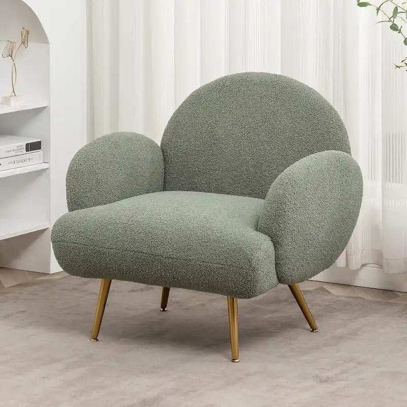 Boucle Sherpa Upholstered Accent Chair, Single Seat