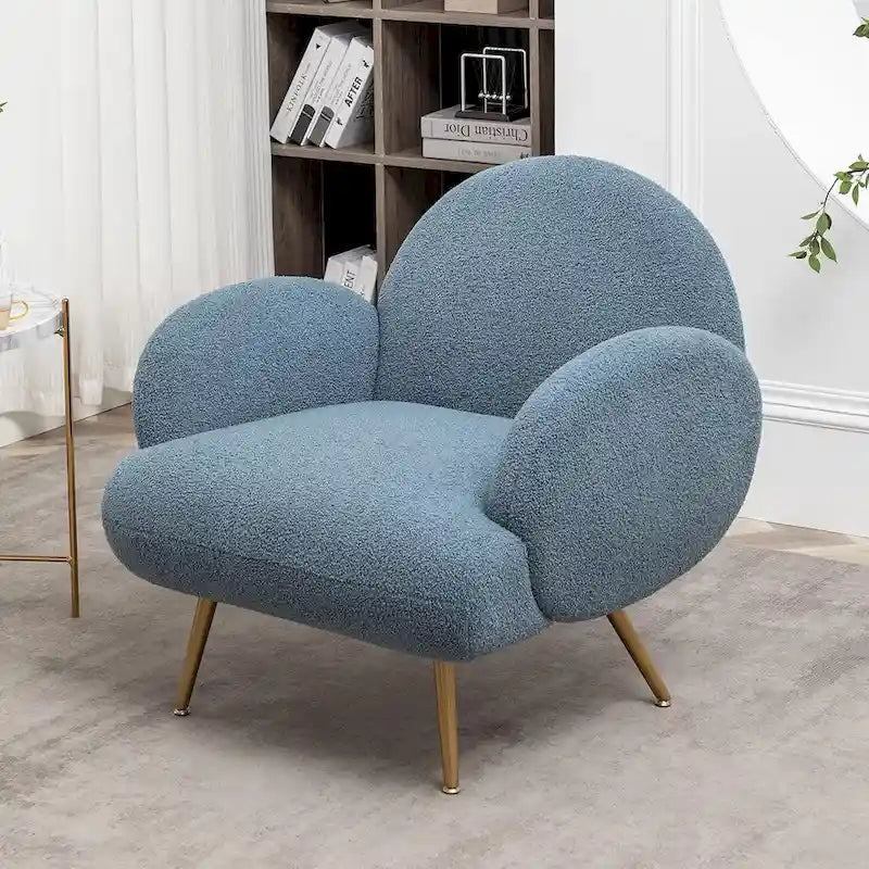 Boucle Sherpa Upholstered Accent Chair, Single Seat