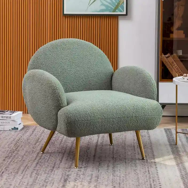Boucle Sherpa Upholstered Accent Chair, Single Seat