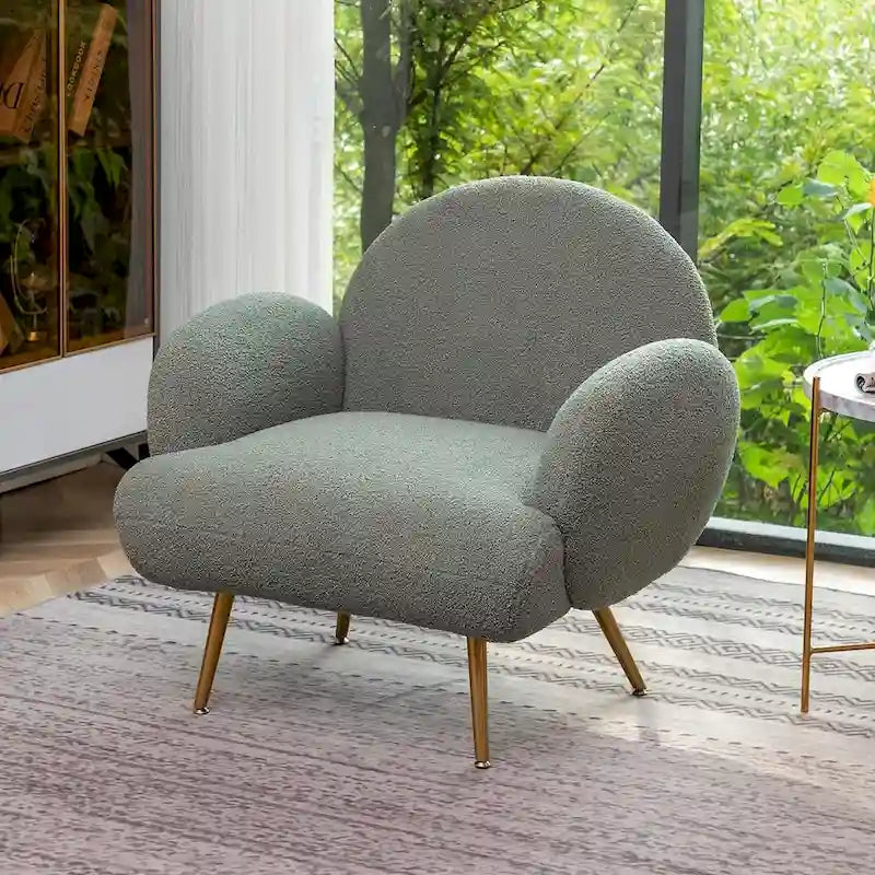 Boucle Sherpa Upholstered Accent Chair, Single Seat