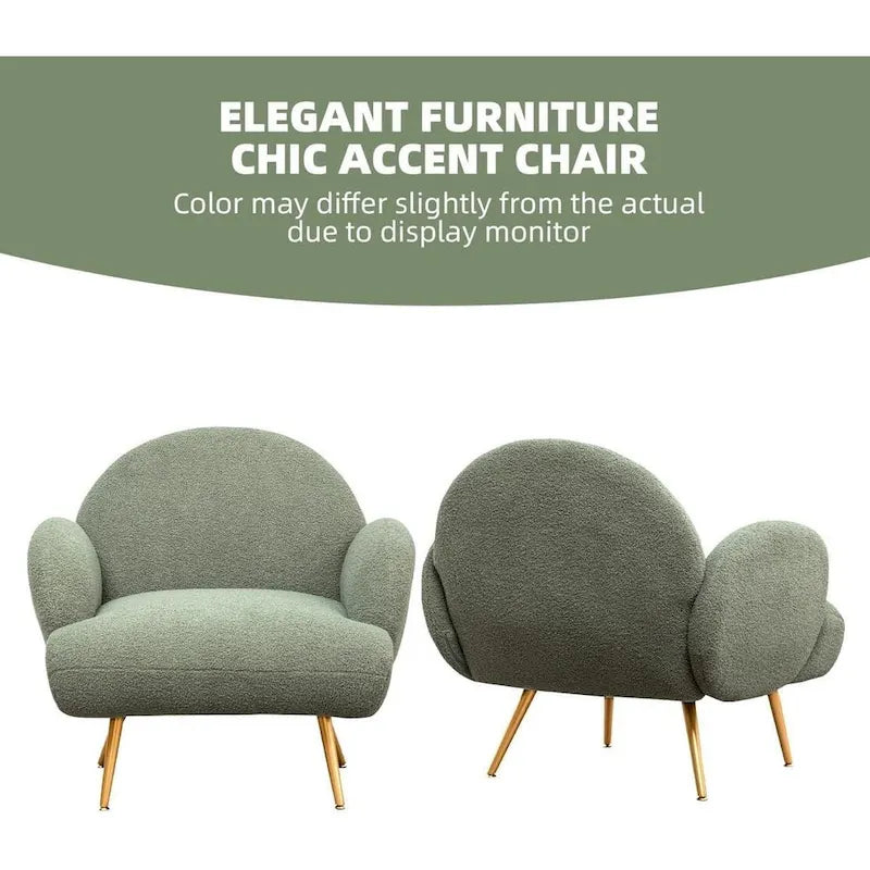 Boucle Sherpa Upholstered Accent Chair, Single Seat
