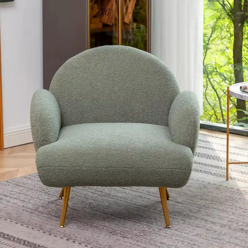 Boucle Sherpa Upholstered Accent Chair, Single Seat