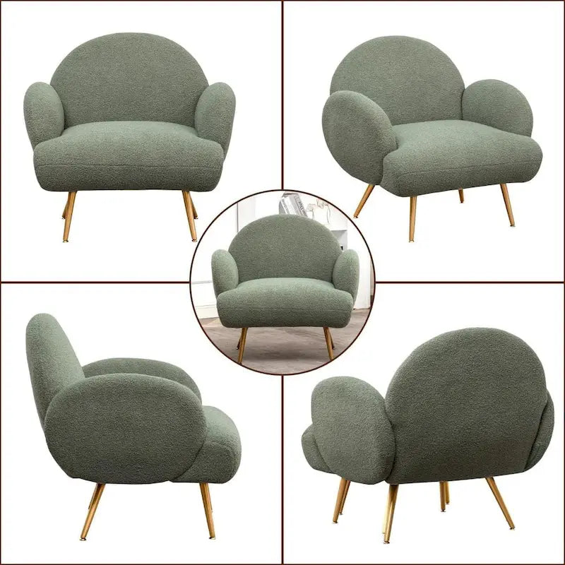 Boucle Sherpa Upholstered Accent Chair, Single Seat