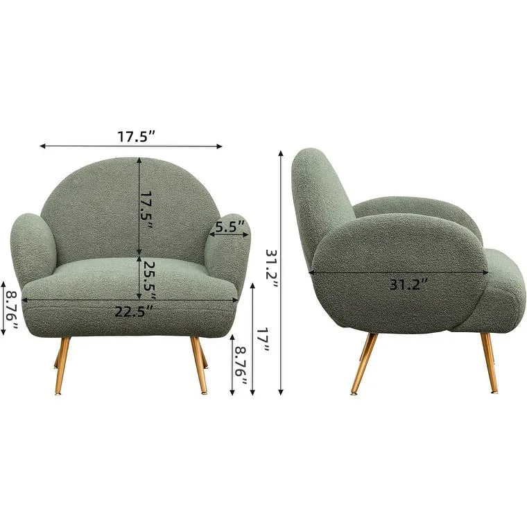 Boucle Sherpa Upholstered Accent Chair, Single Seat