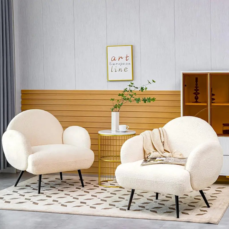 Boucle Sherpa Upholstered Accent Chair, Single Seat