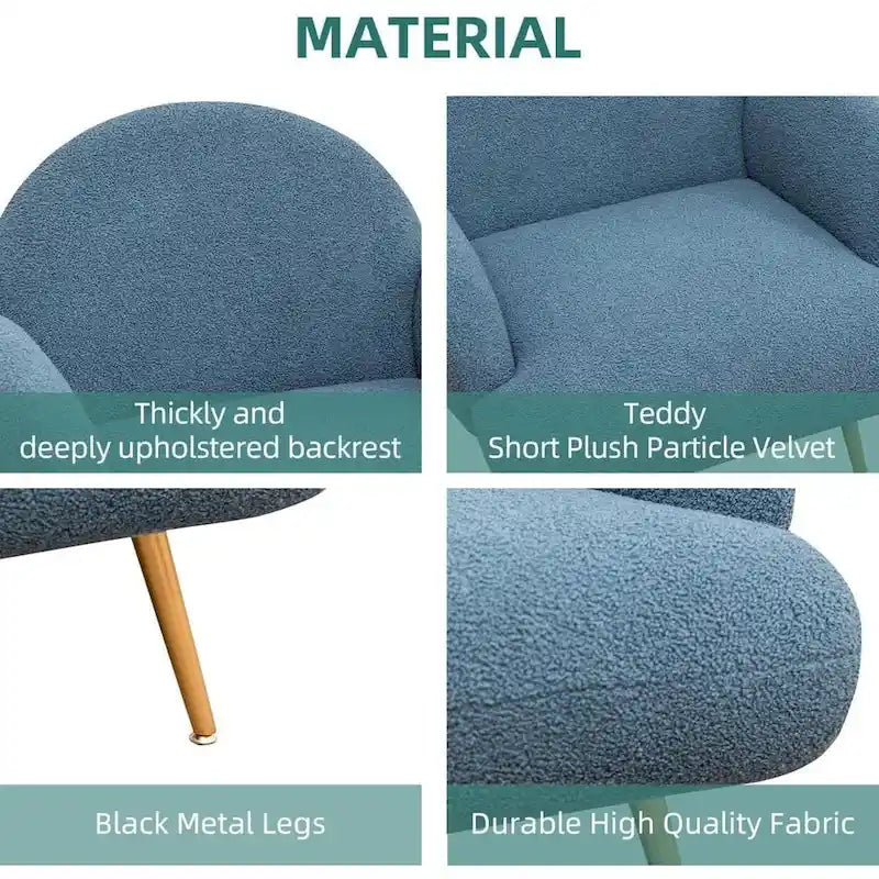 Boucle Sherpa Upholstered Accent Chair, Single Seat