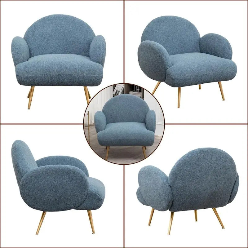 Boucle Sherpa Upholstered Accent Chair, Single Seat